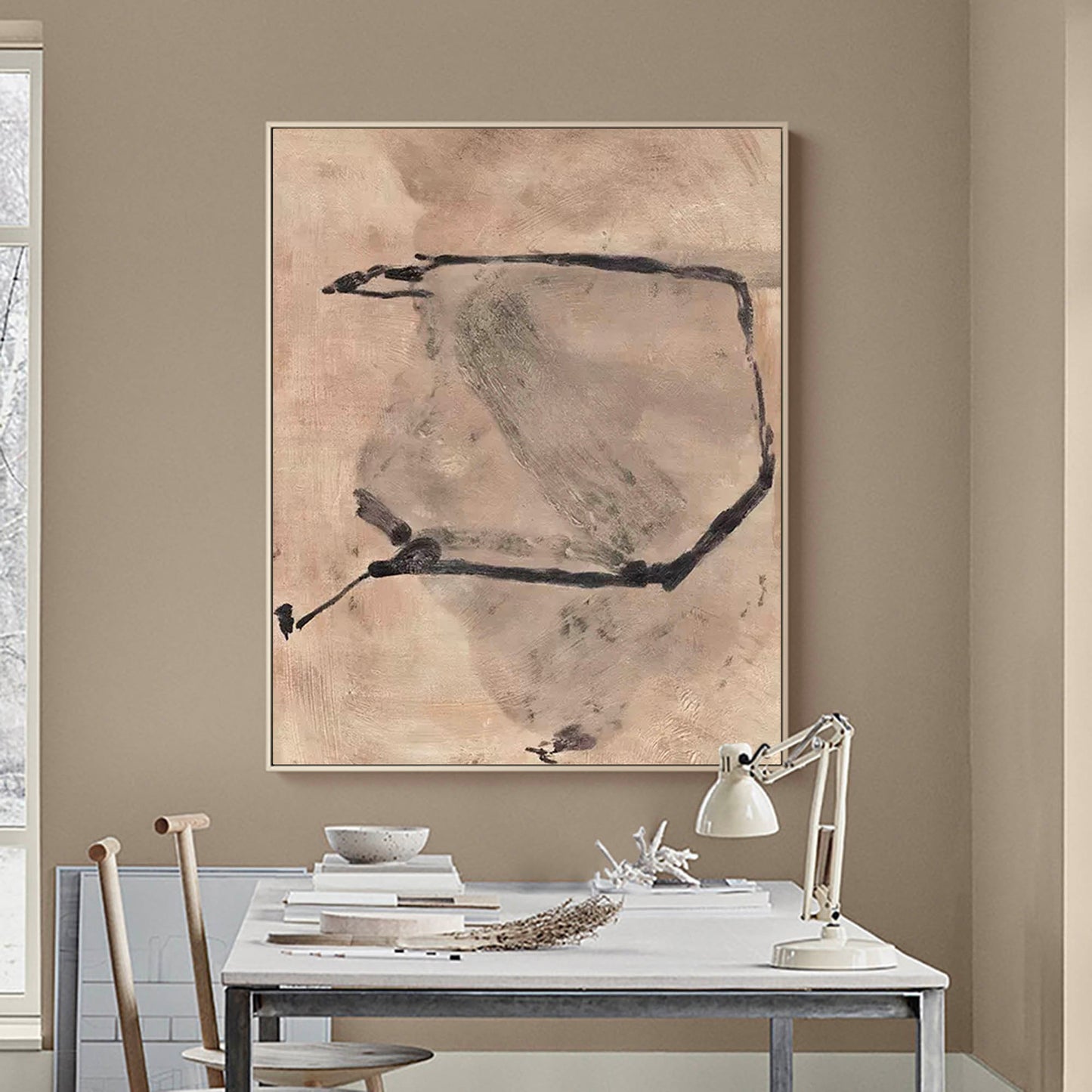 Contemporary Minimalist Abstract Oil Painting for Modern Home Decor