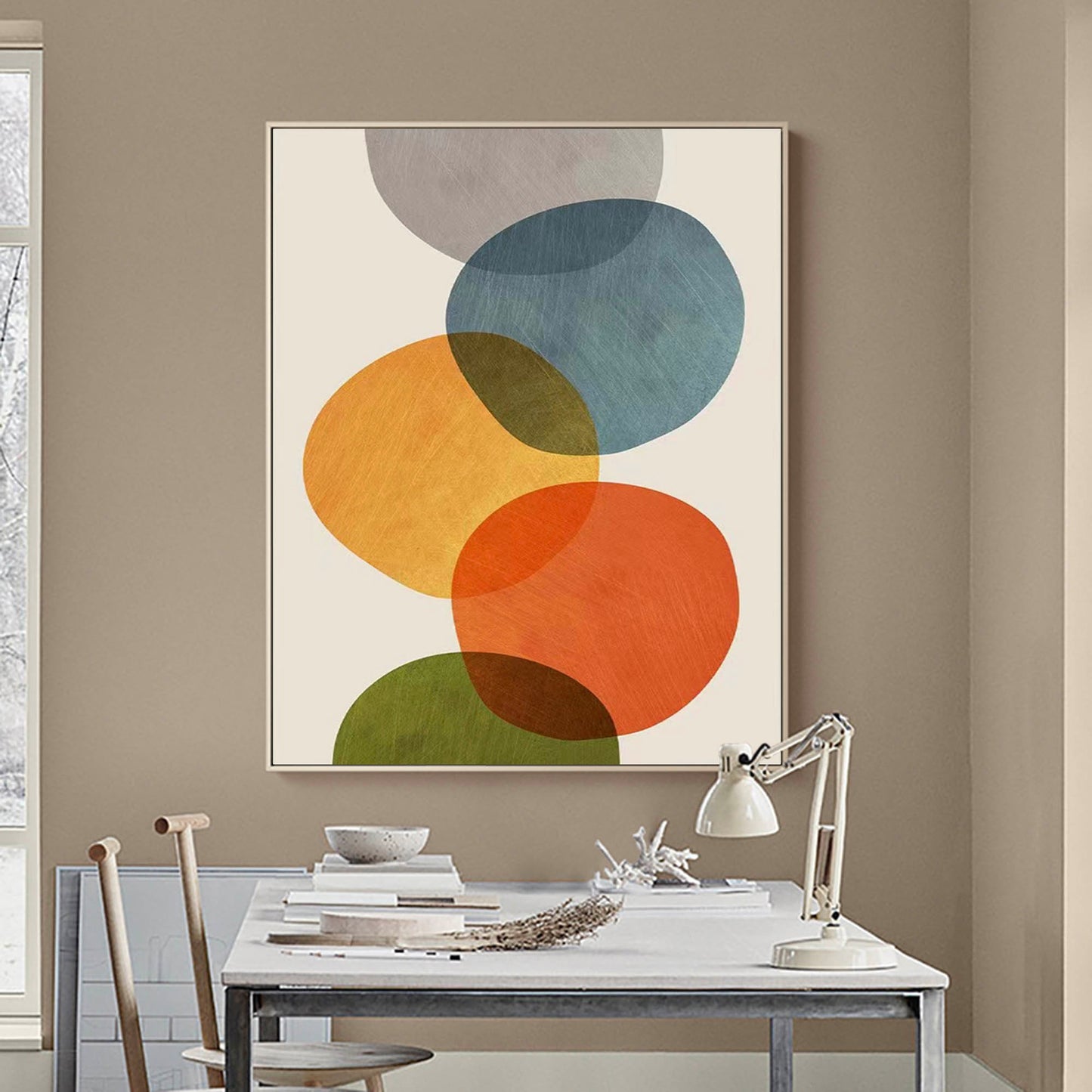 Abstract Colorful Circles Oil Painting for Modern Home Decor