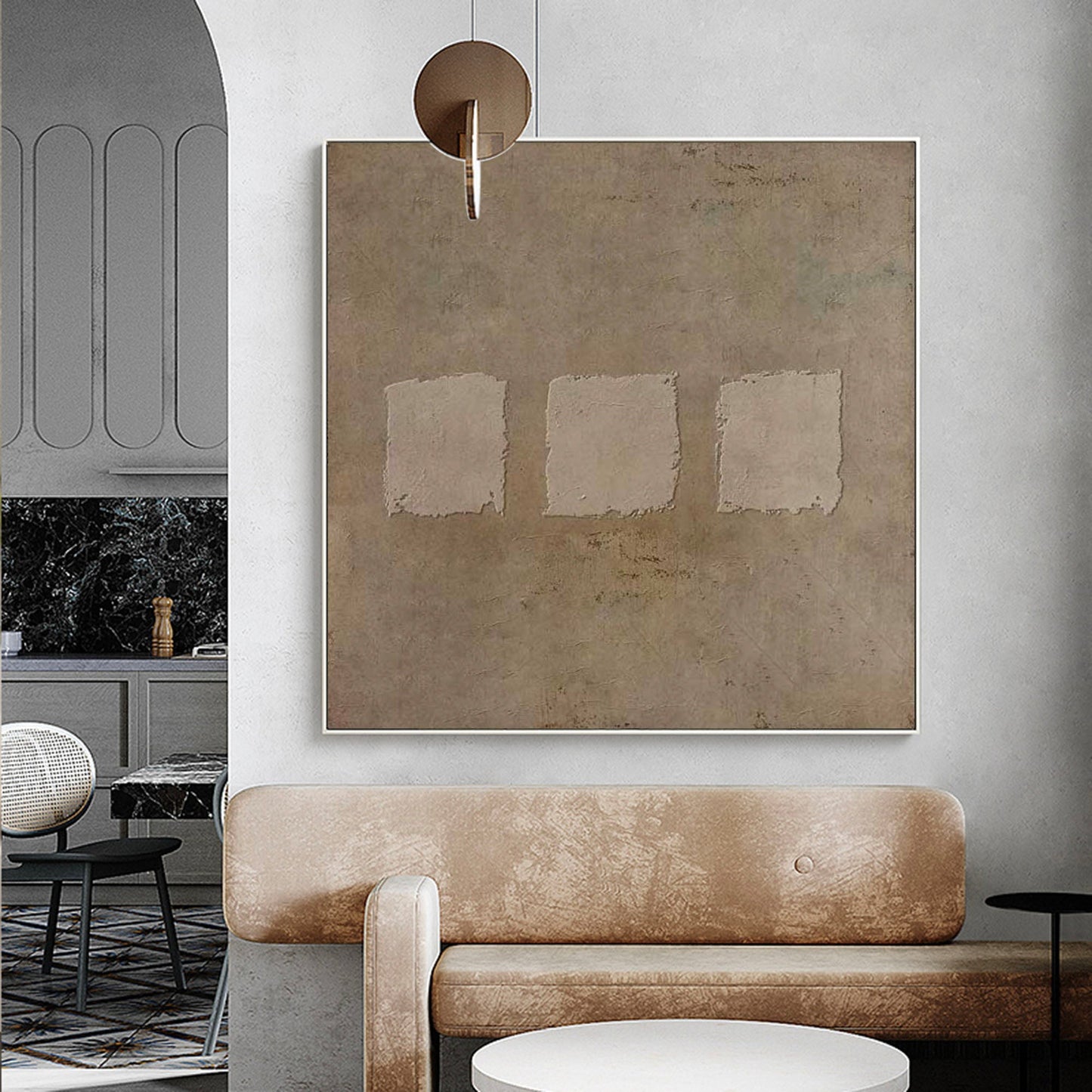 Minimalist Wabi-Sabi Oil Painting for Modern Interior Decor