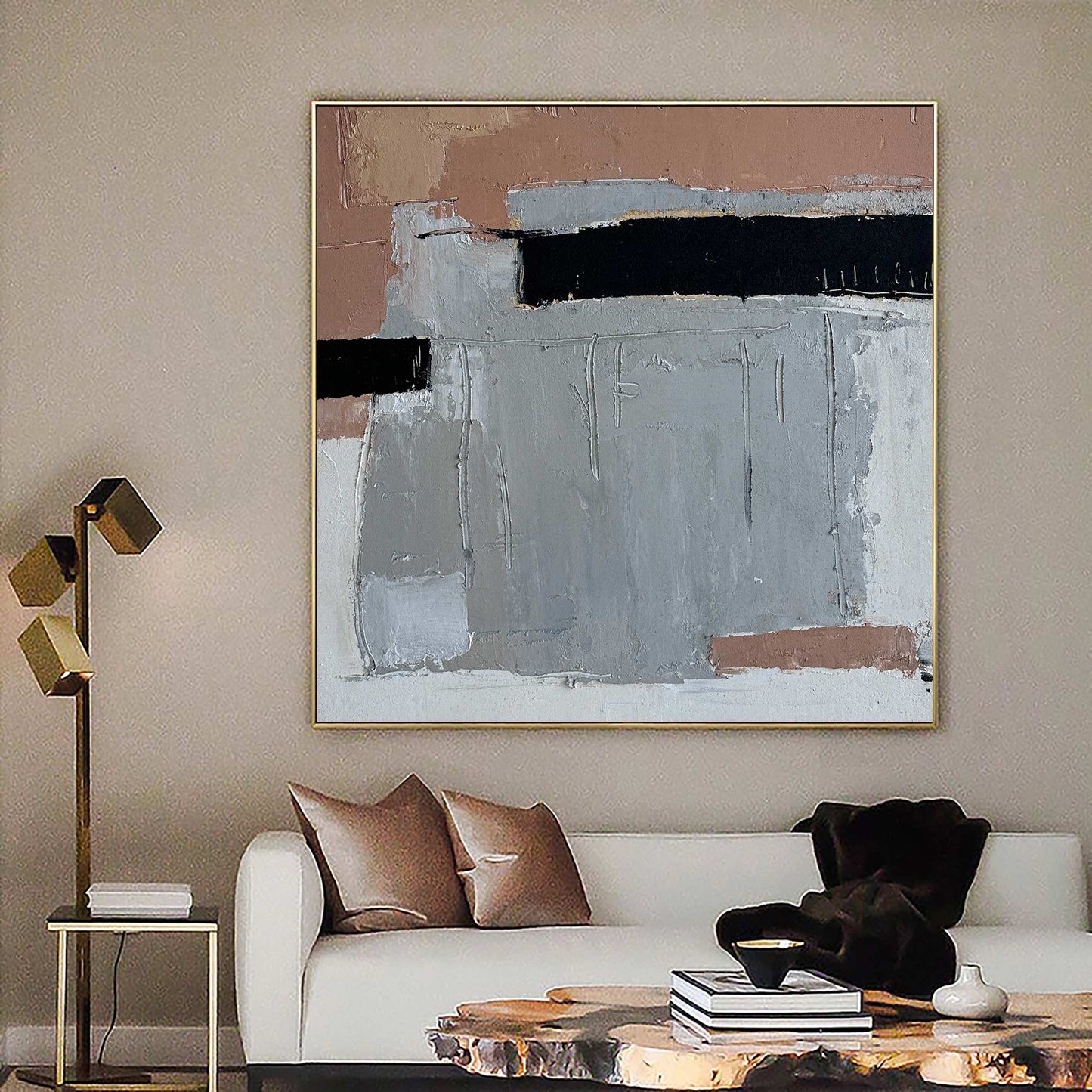 Contemporary Minimalism: Modern Abstract Oil Painting for Elegant Home Décor