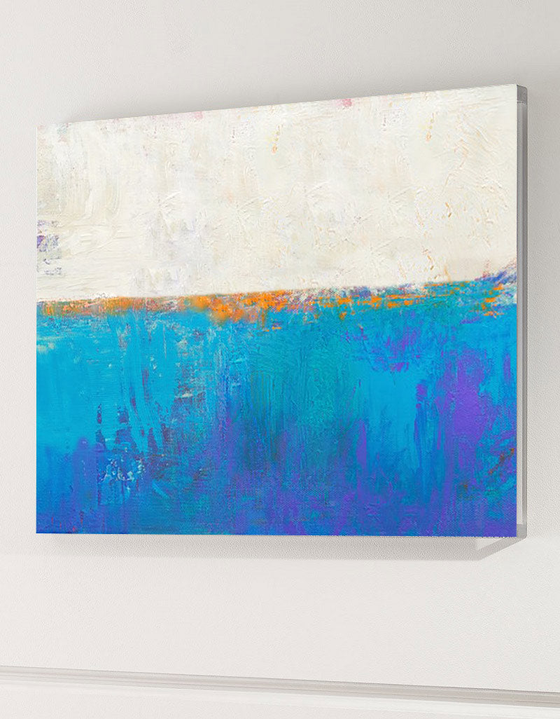 Vibrant Blue Seascape Abstract Art for Coastal Home Decor