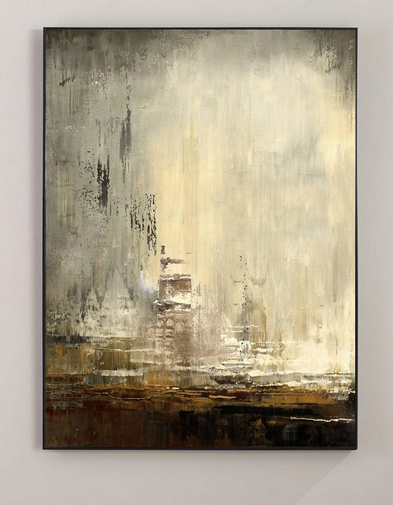 Contemporary Urban Landscape Abstract Oil Painting for Modern Home Decor
