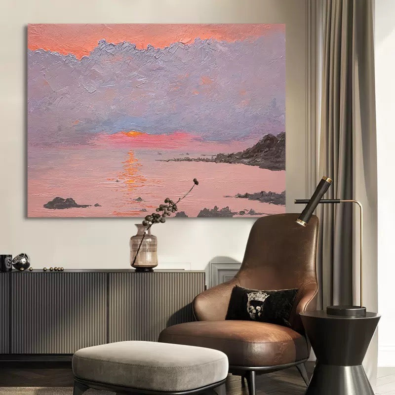 Pink Skies Abstract Landscape Dusk til Dawn Oil Painting