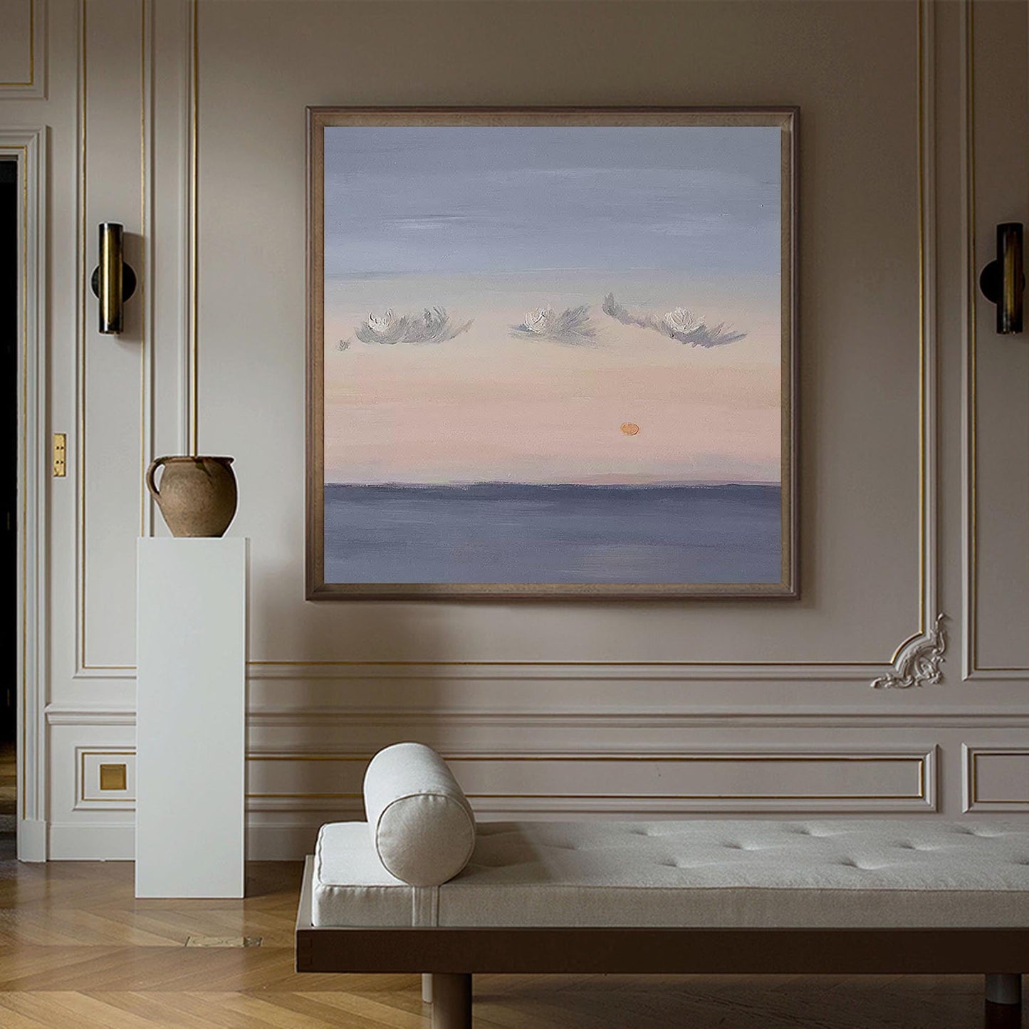 Tranquil Sunset Over Water - Serene Oil Painting Landscape for Home Decor