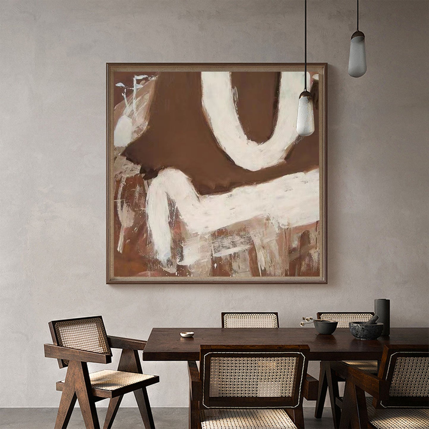 Elegant Wabi-Sabi Minimalist Oil Painting for Serene Home Decor