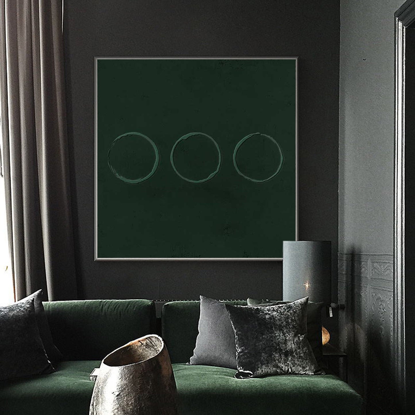 Minimalist Green Abstract Oil Painting for Modern Home Decor