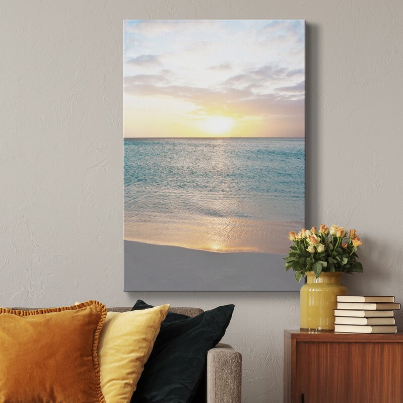 Tranquil Sunset Over Serene Ocean Waters - Oil Painting