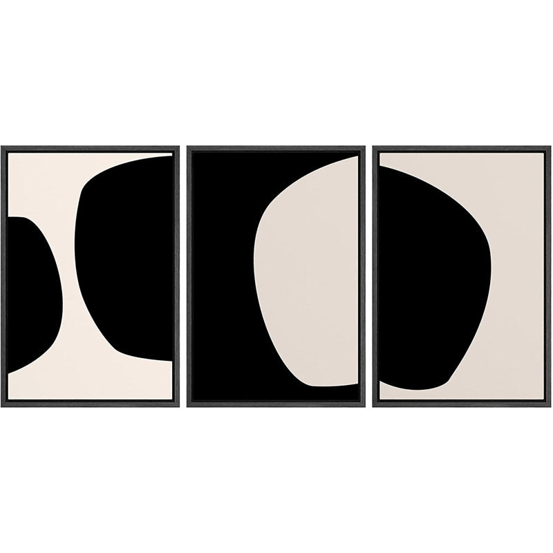 Minimalist Black and White Abstract Oil Painting Set for Modern Home Decor