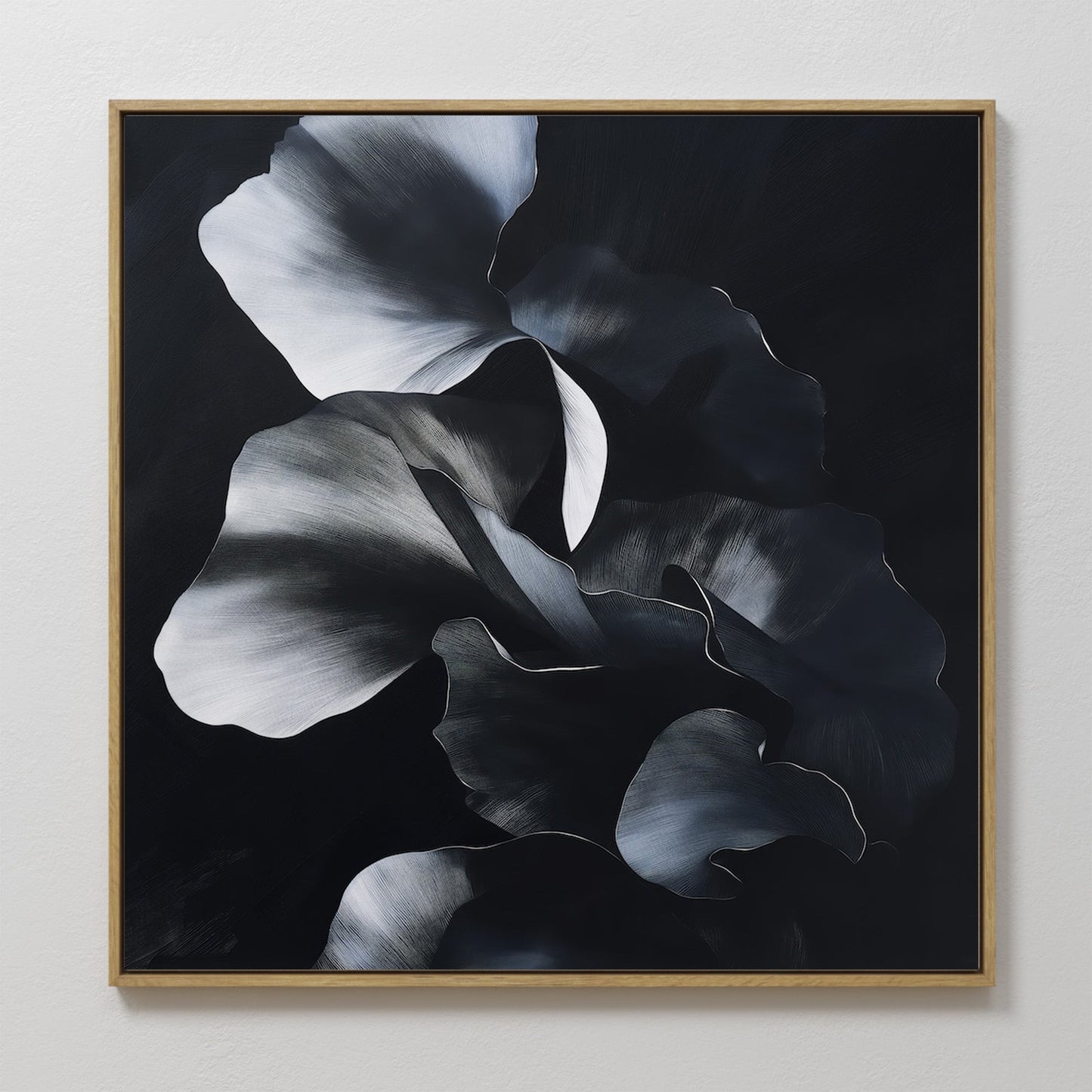 Elegant Nocturnal Floral Abstract Oil Painting for Modern Decor