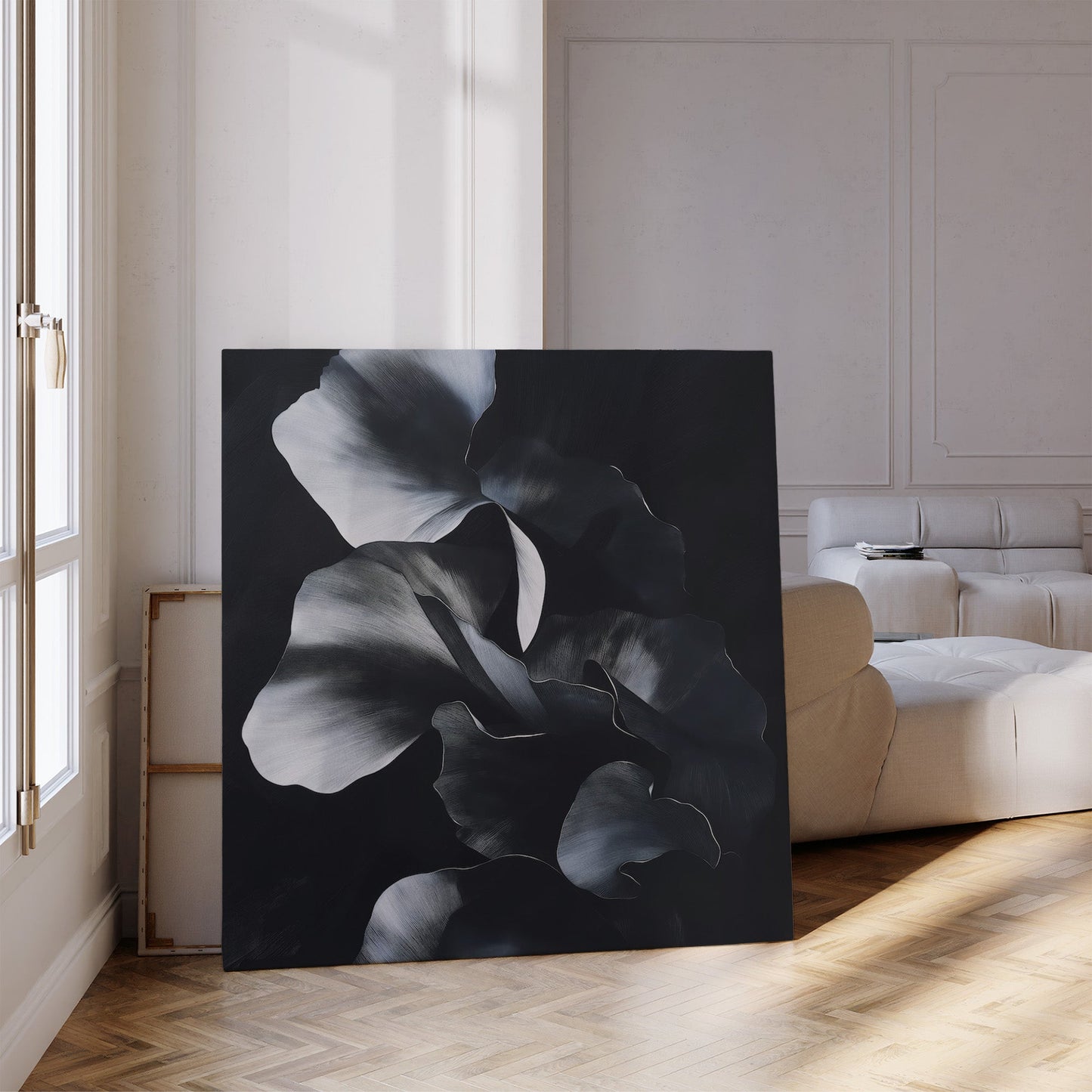 Elegant Nocturnal Floral Abstract Oil Painting for Modern Decor
