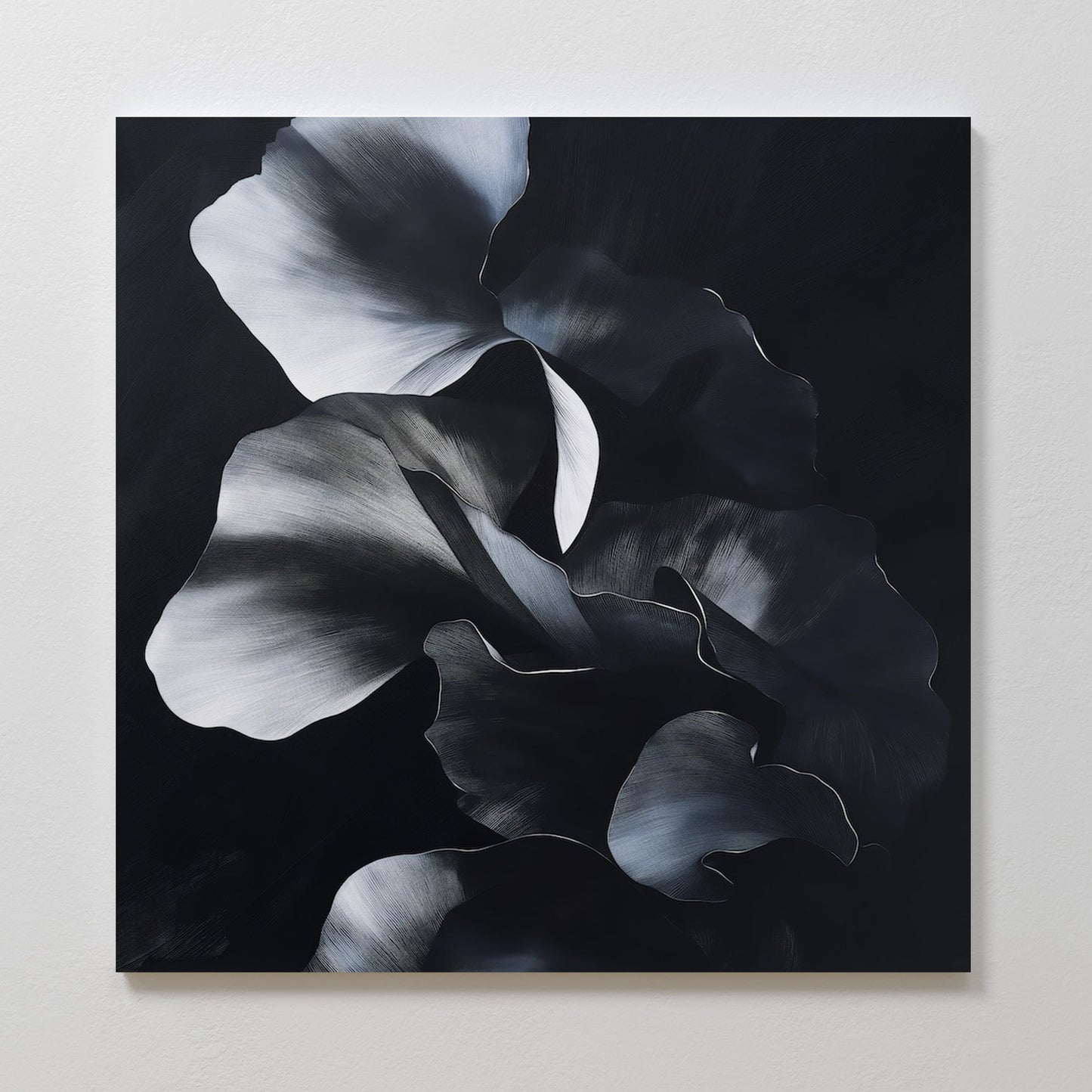 Elegant Nocturnal Floral Abstract Oil Painting for Modern Decor