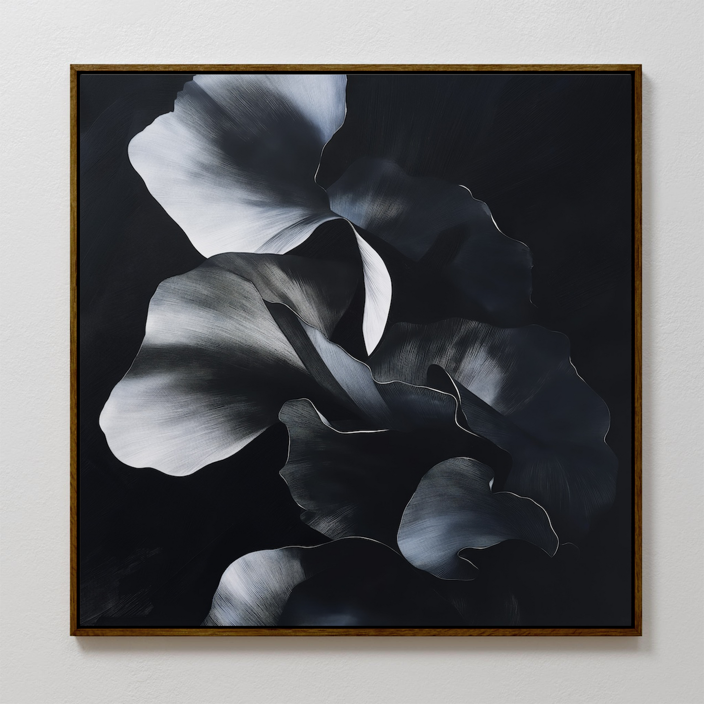 Elegant Nocturnal Floral Abstract Oil Painting for Modern Decor