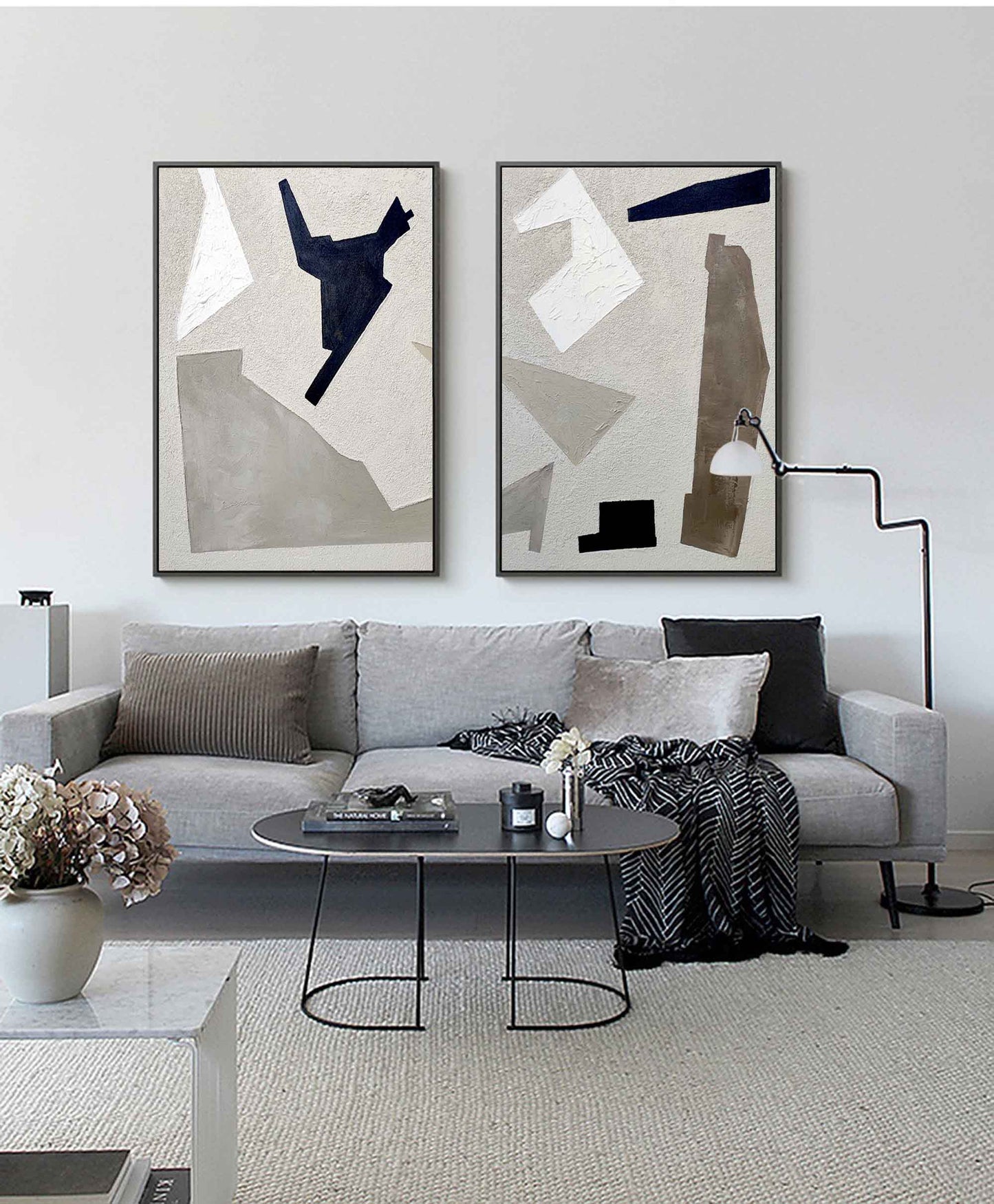Modern Minimalist Geometric Oil Painting for Contemporary Decor