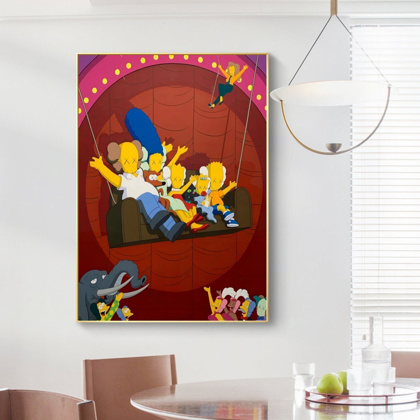 Vibrant Kaws-Inspired Pop Art with Iconic Cartoon Characters