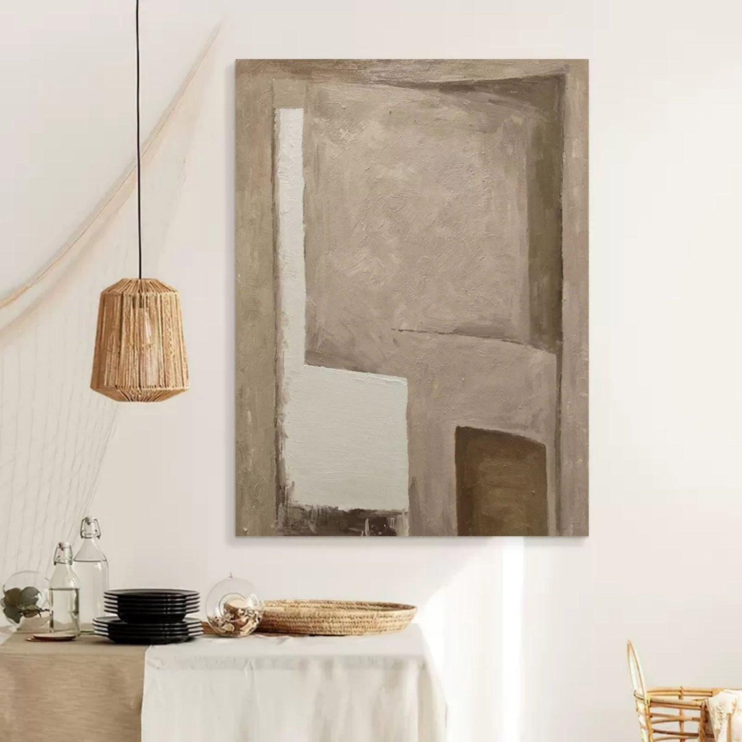 Minimalist Abstract Oil Painting for Modern Home Decor
