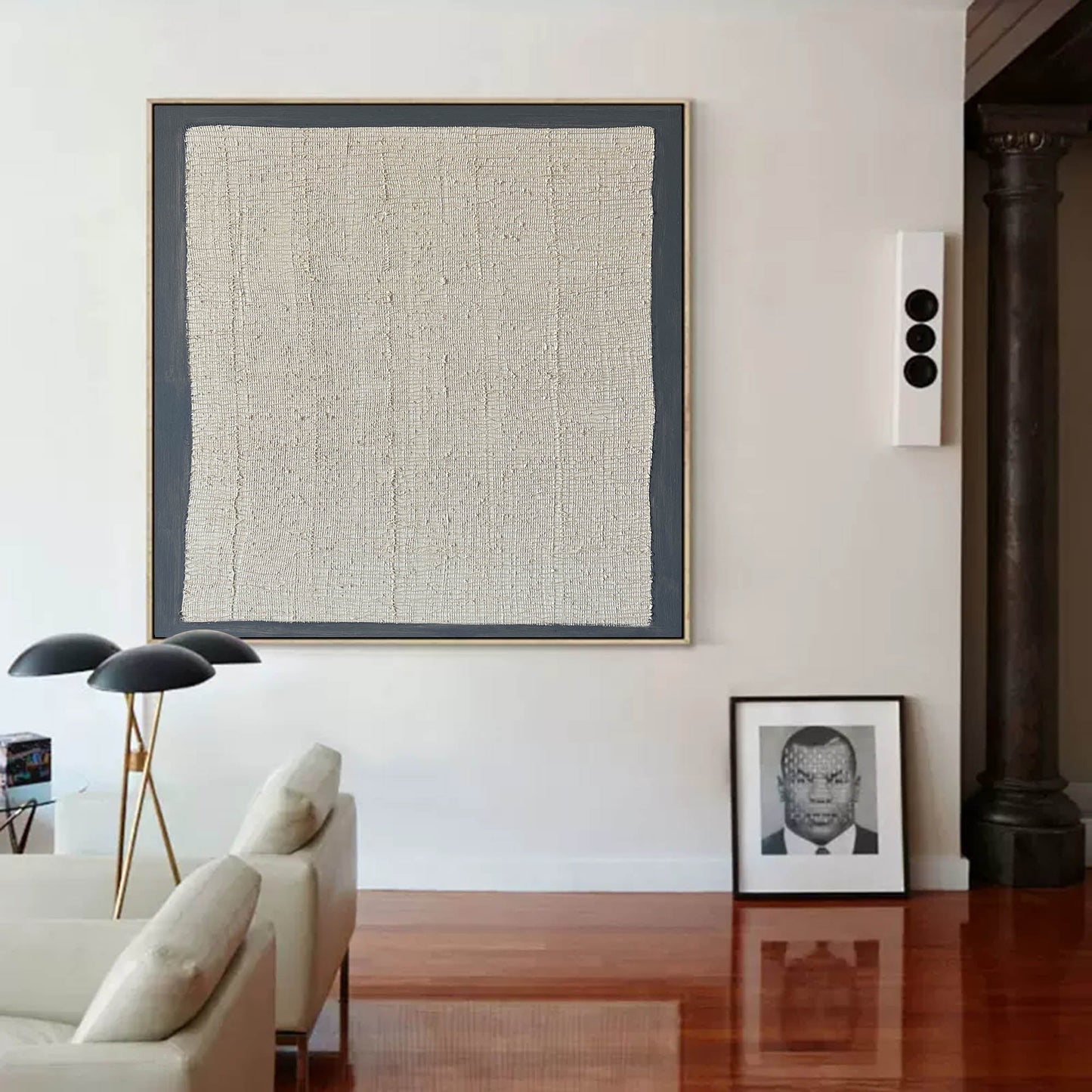 Elegant Minimalist White Texture Oil Painting for Modern Home Decor