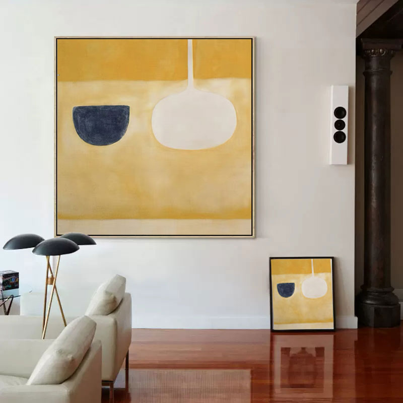 Contemporary Minimalist Oil Painting with Bold Color Blocks