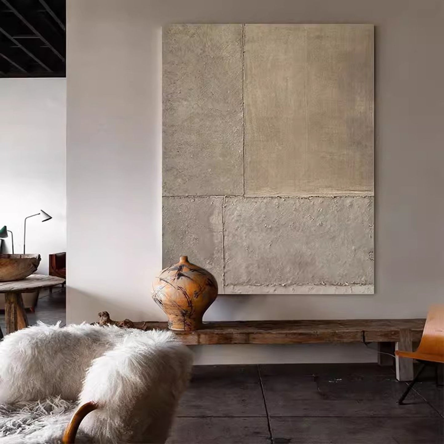 Elegant Minimalist Geometric Oil Painting for Modern Home Decor