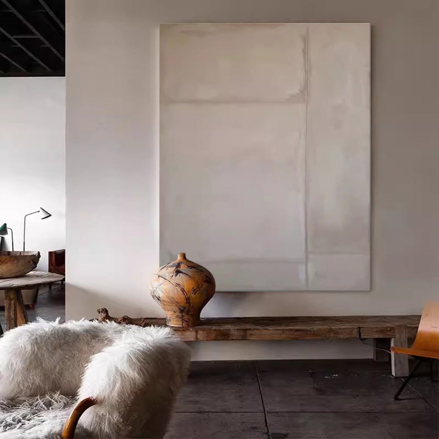 Elegant Minimalist Geometric Oil Painting for Modern Home Décor