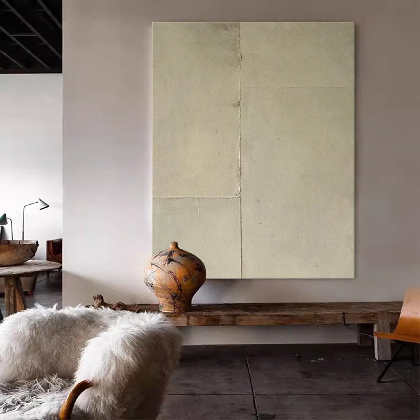 Contemporary Minimalist Geometric Oil Painting for Modern Home Decor