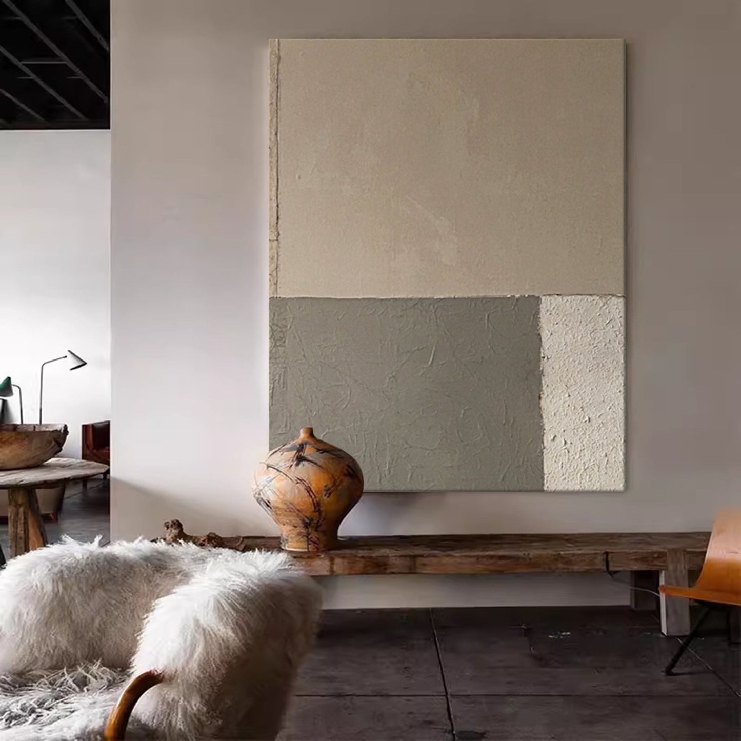 Contemporary Minimalist Geometric Oil Painting for Modern Home Decor