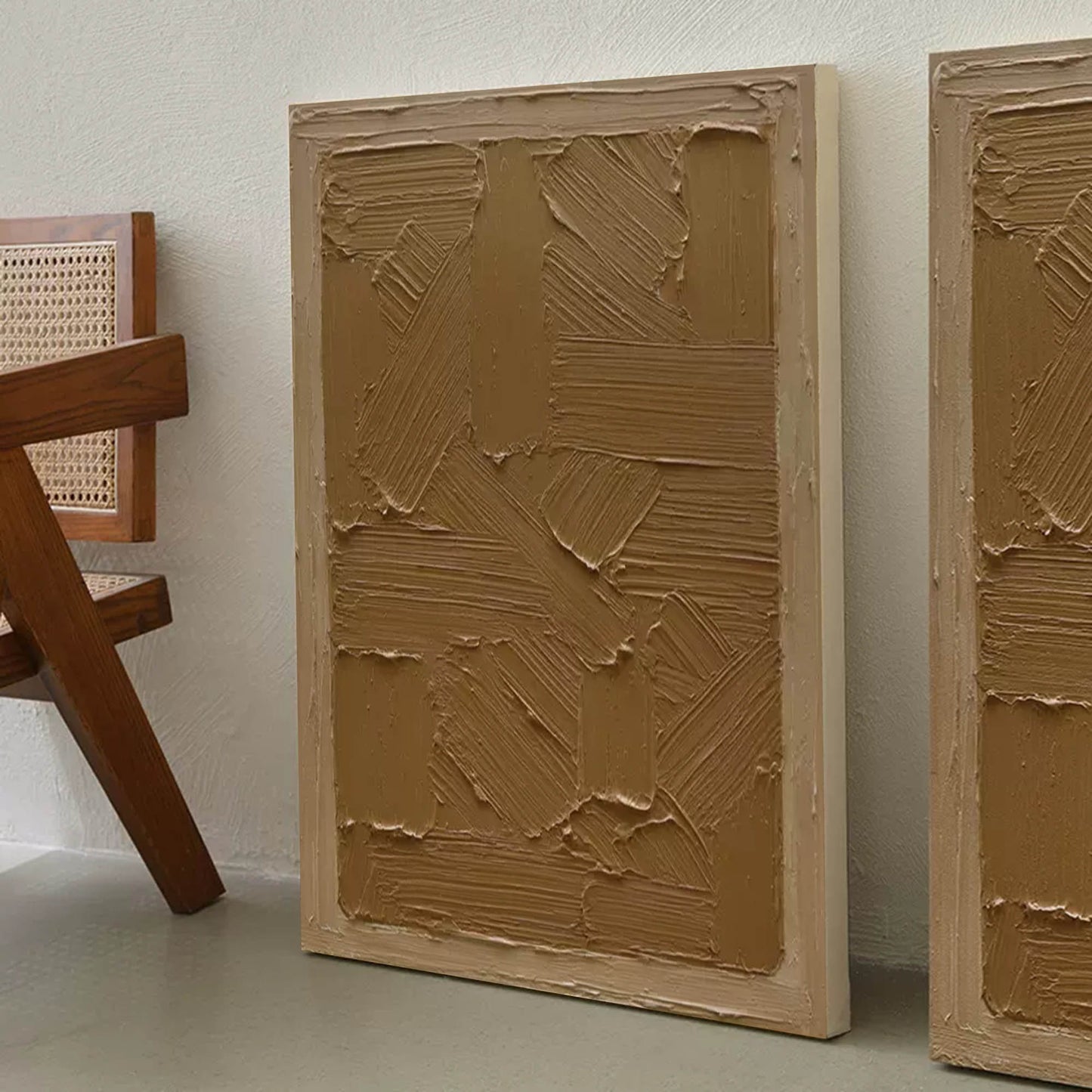 Contemporary Wabi-Sabi Oil Painting for Minimalist Home Decor