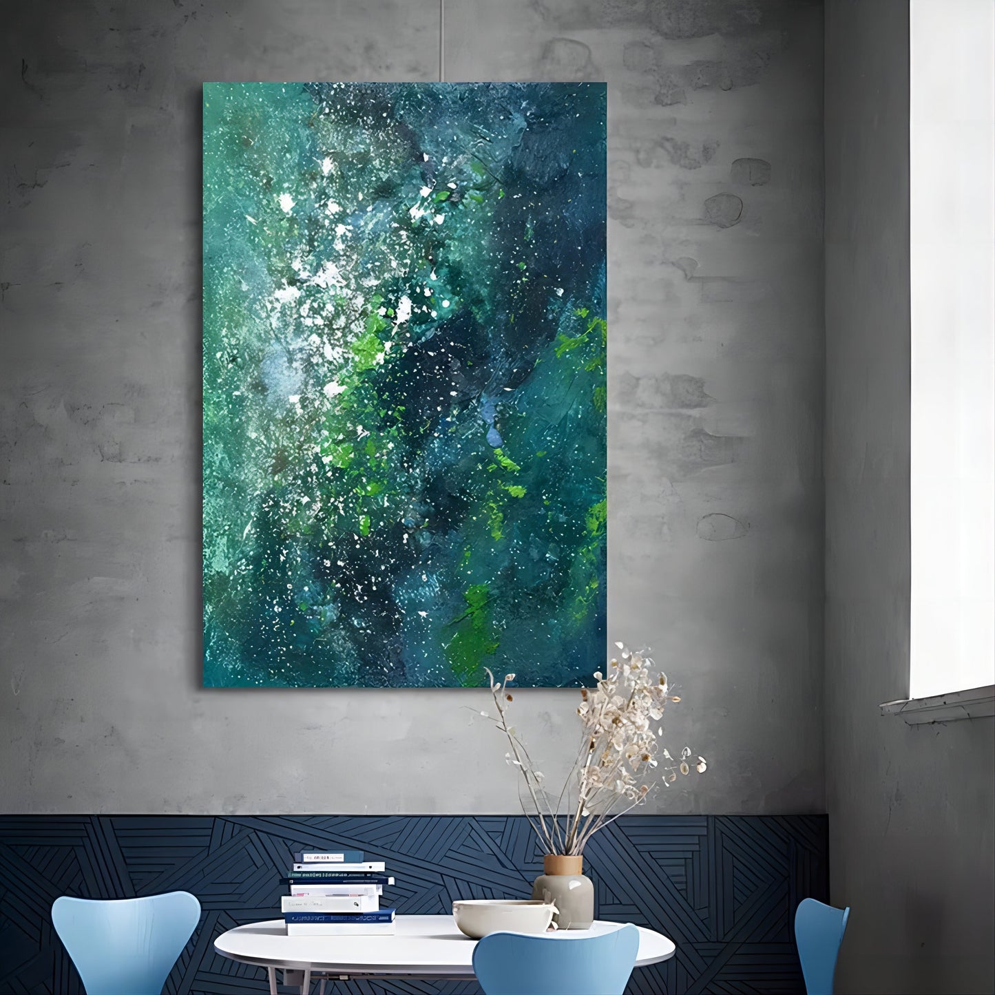 Abstract Ocean Waves Oil Painting with Texture and Rich Color Palette