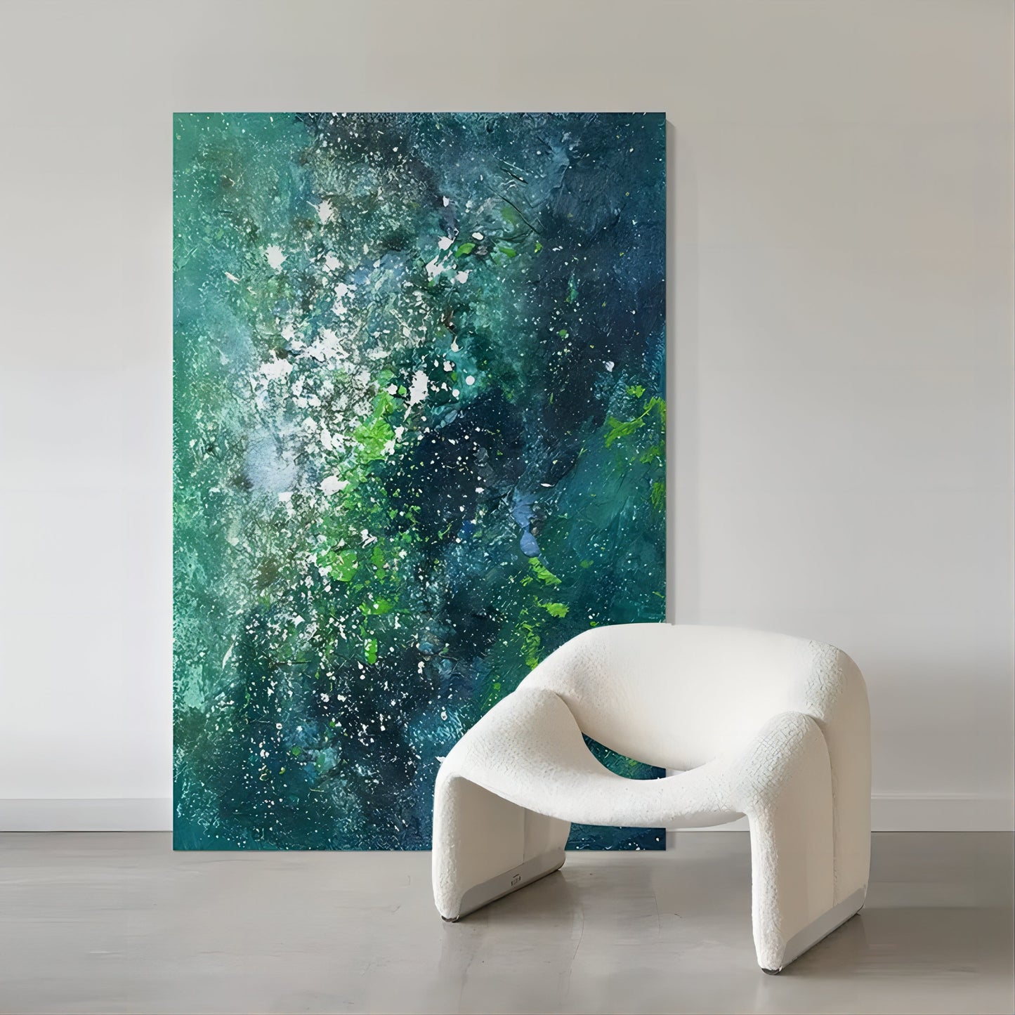 Abstract Ocean Waves Oil Painting with Texture and Rich Color Palette