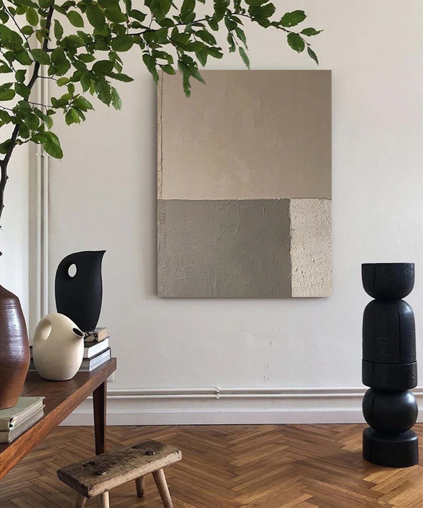 Contemporary Minimalist Geometric Oil Painting for Modern Home Decor