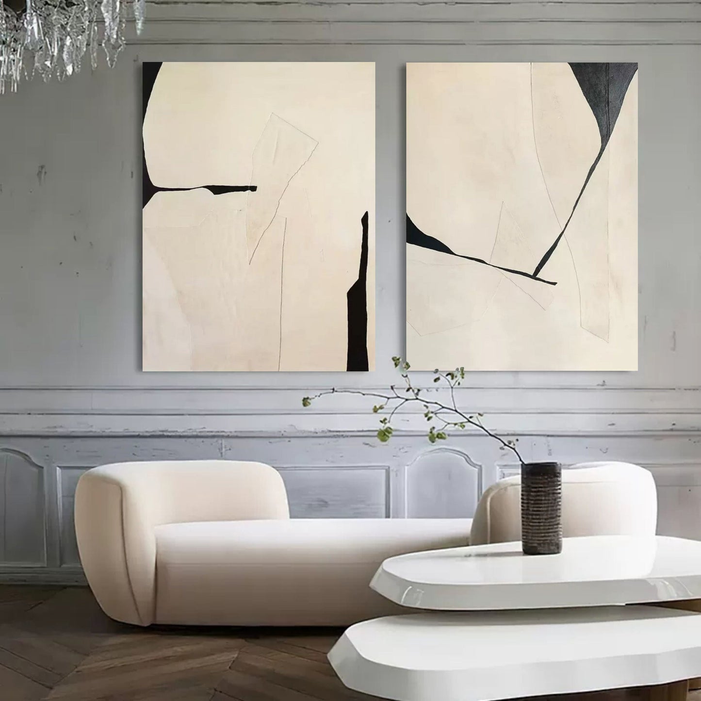 Contemporary Abstract Diptych Art for Modern Home Decor