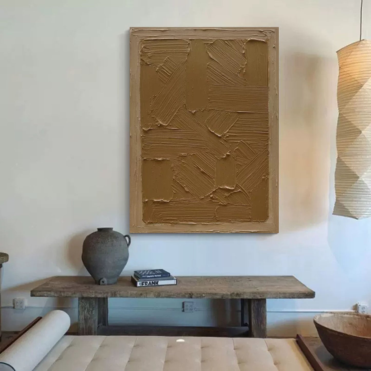 Contemporary Wabi-Sabi Oil Painting for Minimalist Home Decor