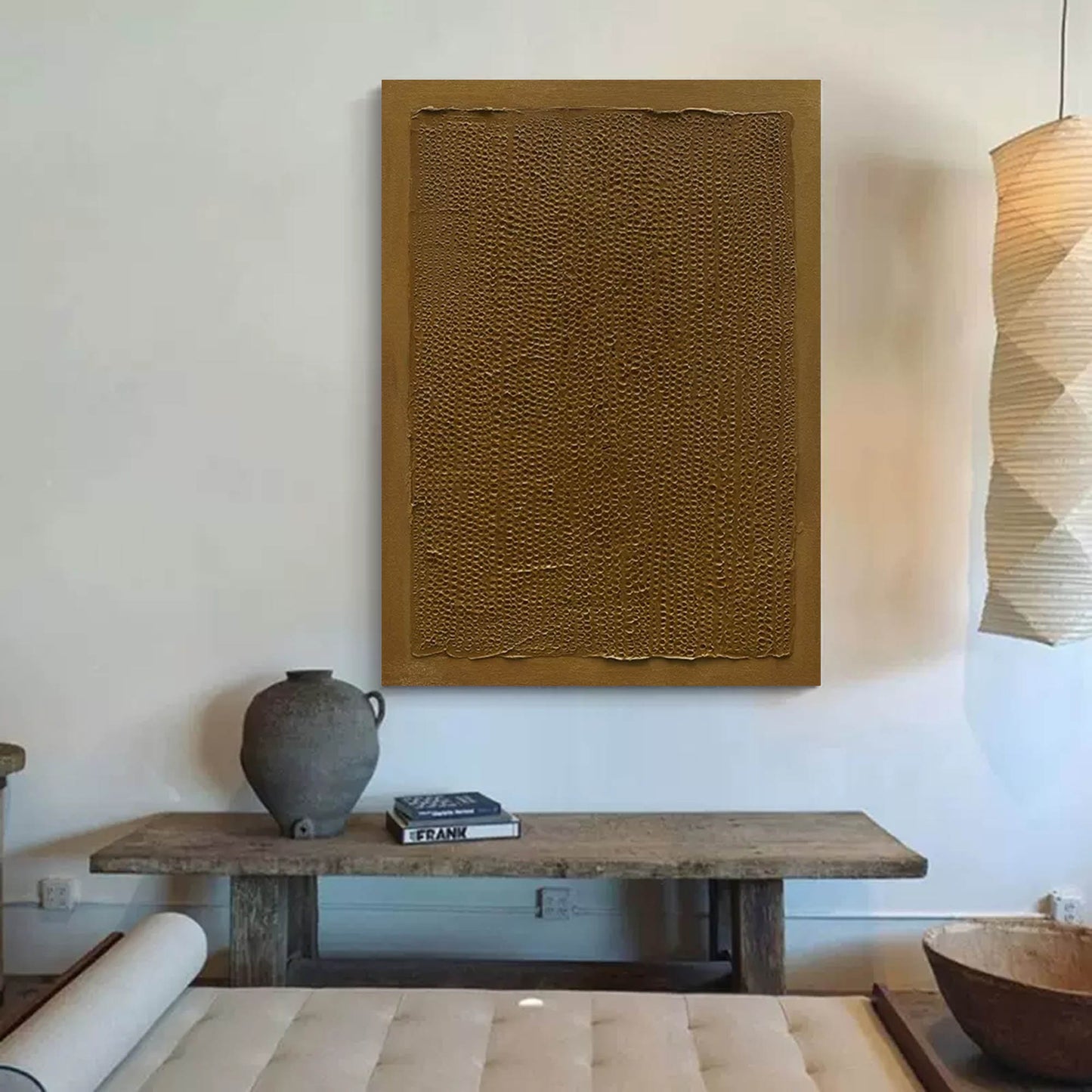 Abstract Wabi-Sabi Textured Oil Painting for Elegant Home Decor