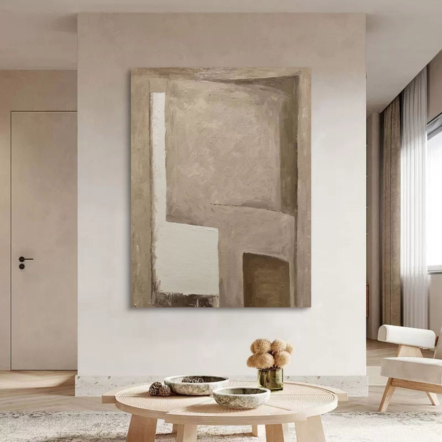 Minimalist Abstract Oil Painting for Modern Home Decor