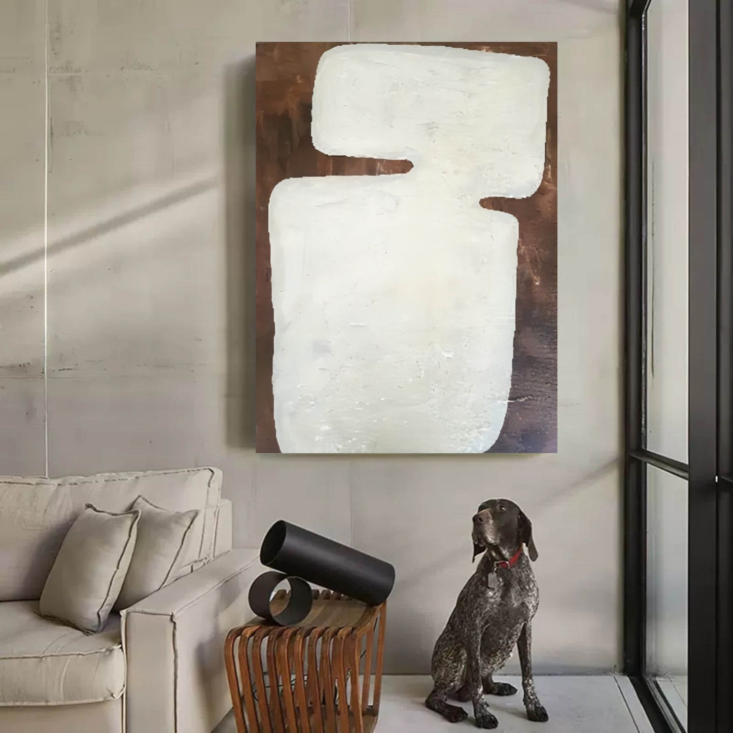 Minimalist White Abstract Oil Painting for Serene Modern Decor