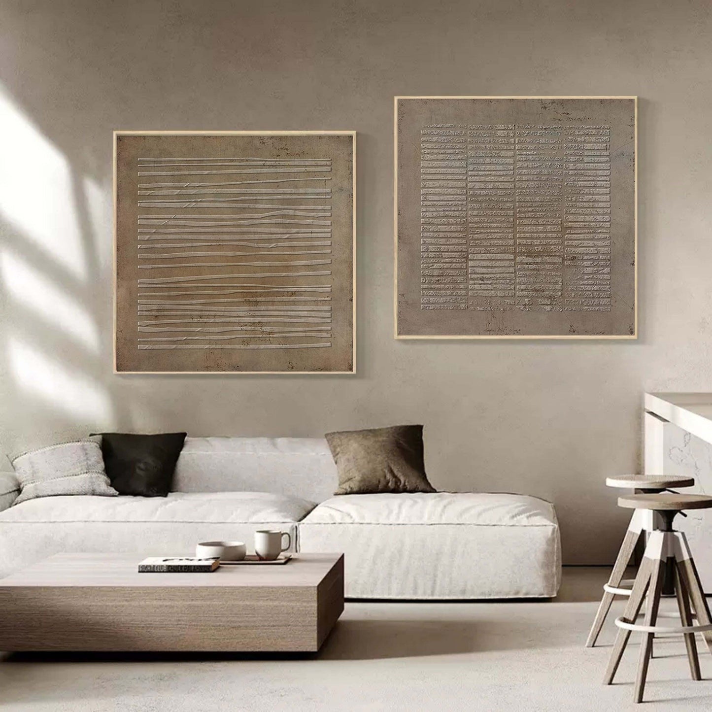 Contemporary Abstract Oil Painting Duo for Modern Home Decor