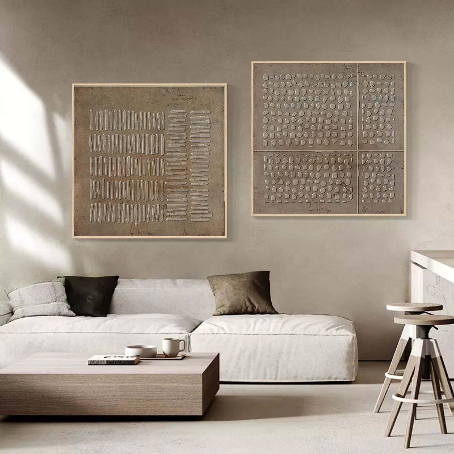 Contemporary Abstract Oil Painting Duo for Modern Home Decor