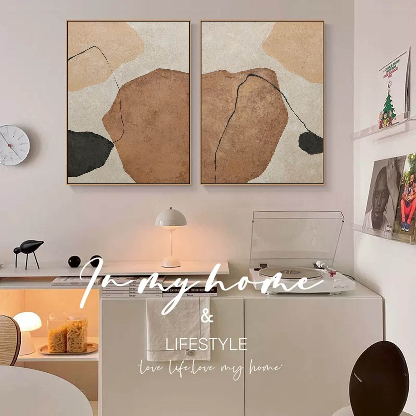 Abstract Minimalist Geometric Oil Painting with Earthy Tones for Modern Decor