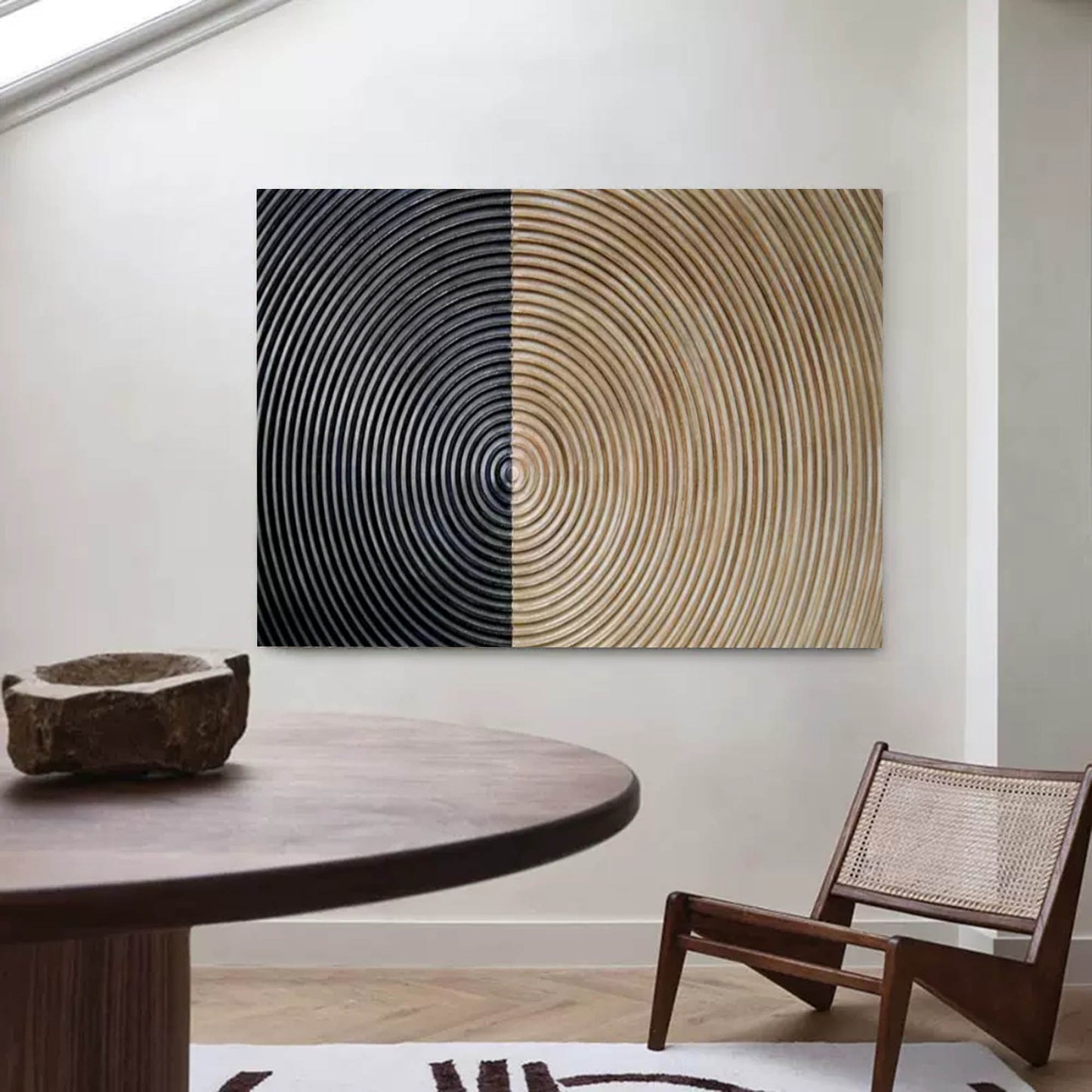 Modern Minimalist Oil Painting with Wabi-Sabi Aesthetic for Unique Home Decor