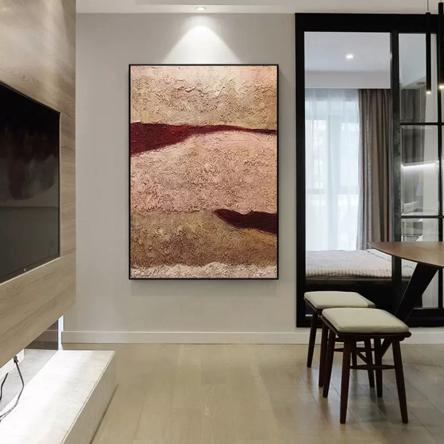 Abstract Wabi-Sabi Landscape Oil Painting for Elegant Home Decor