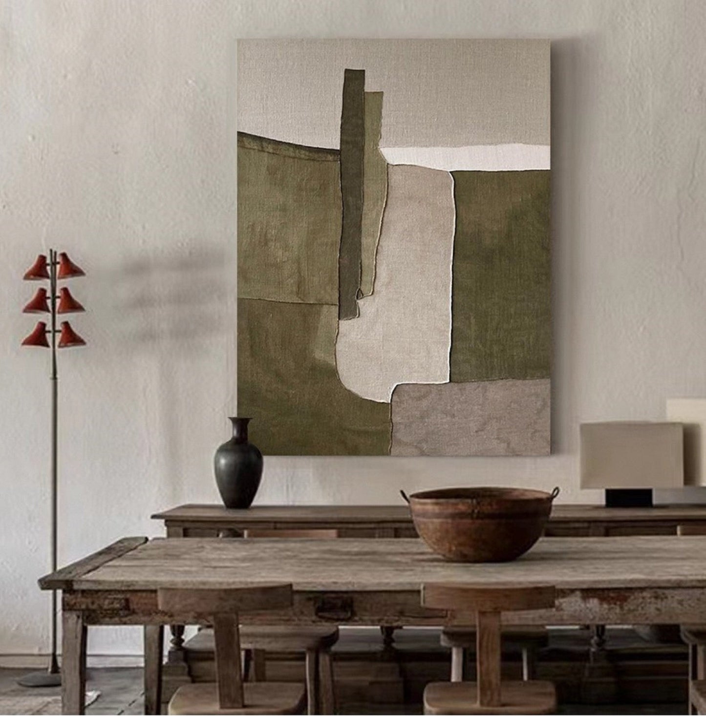 Earthy Tones Minimalist Abstract Oil Painting for Modern Home Decor