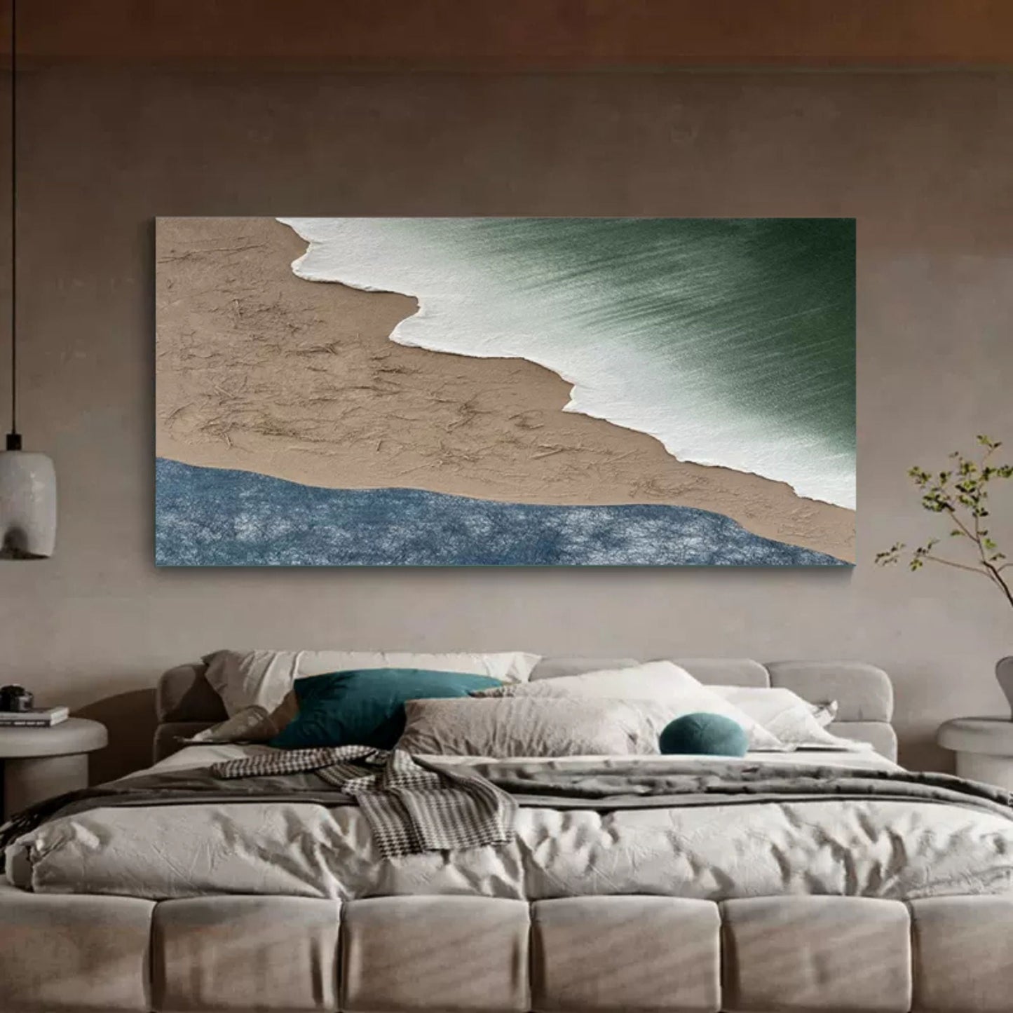 Abstract Coastal Landscape Oil Painting with Textured Finish