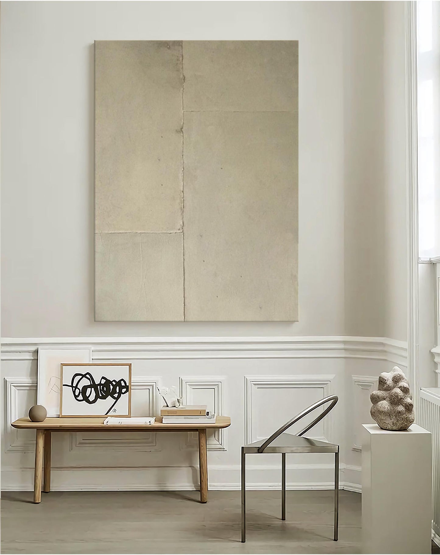Contemporary Minimalist Geometric Oil Painting for Modern Home Decor