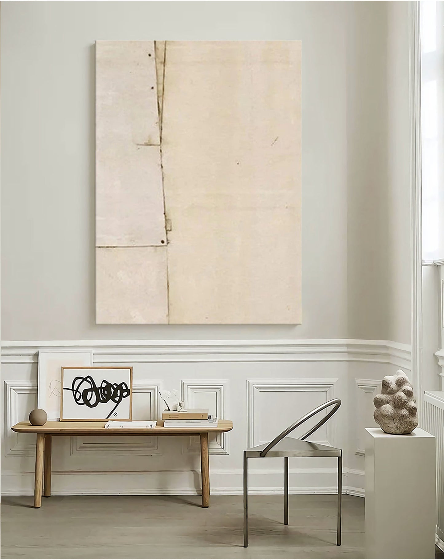 Contemporary Minimalist Geometric Oil Painting for Modern Art Lovers