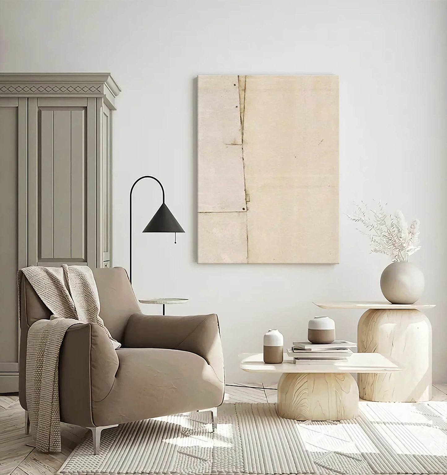Contemporary Minimalist Geometric Oil Painting for Modern Art Lovers