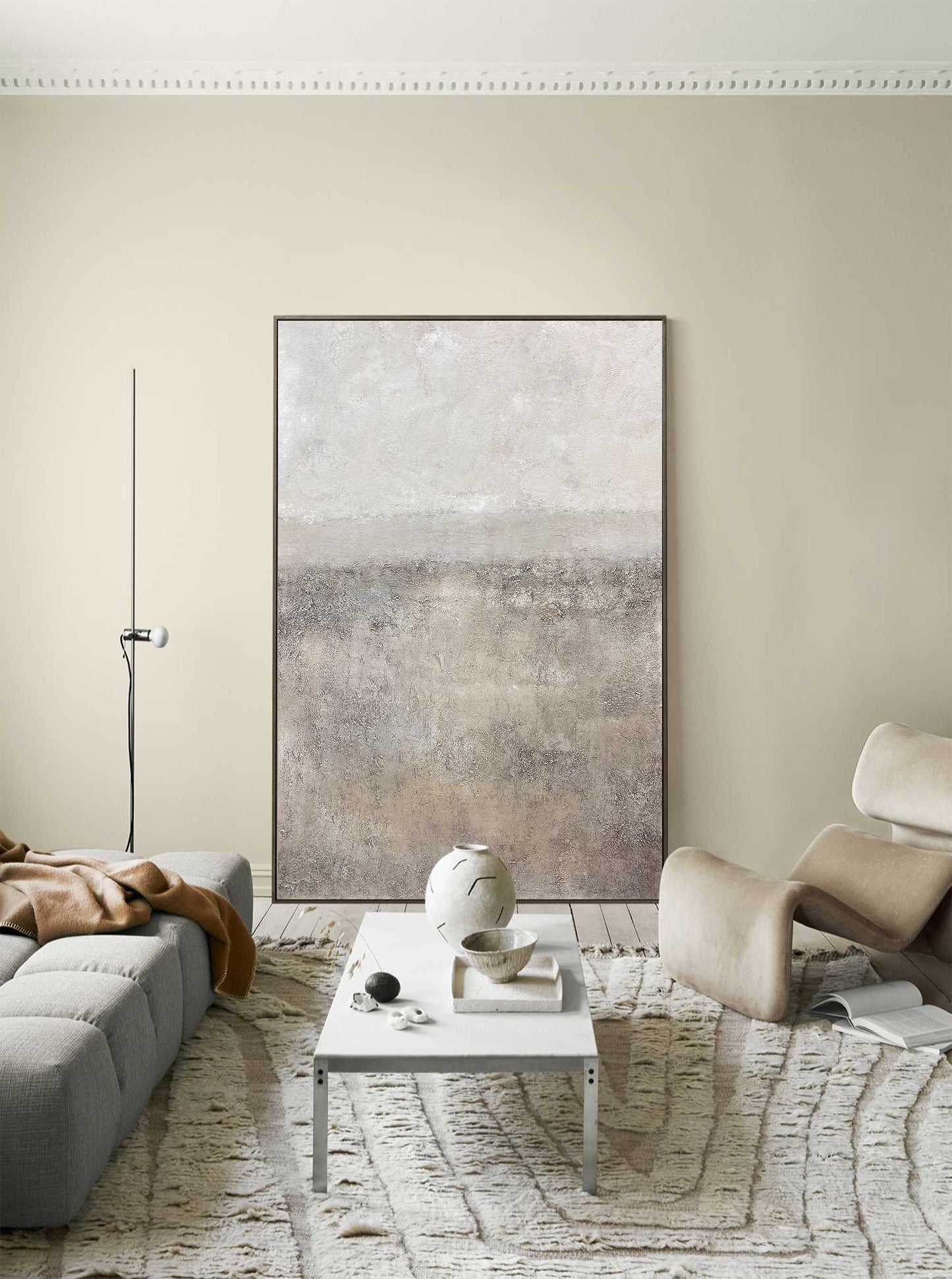 Serene Minimalist Abstract Oil Painting for Calming Home Decor