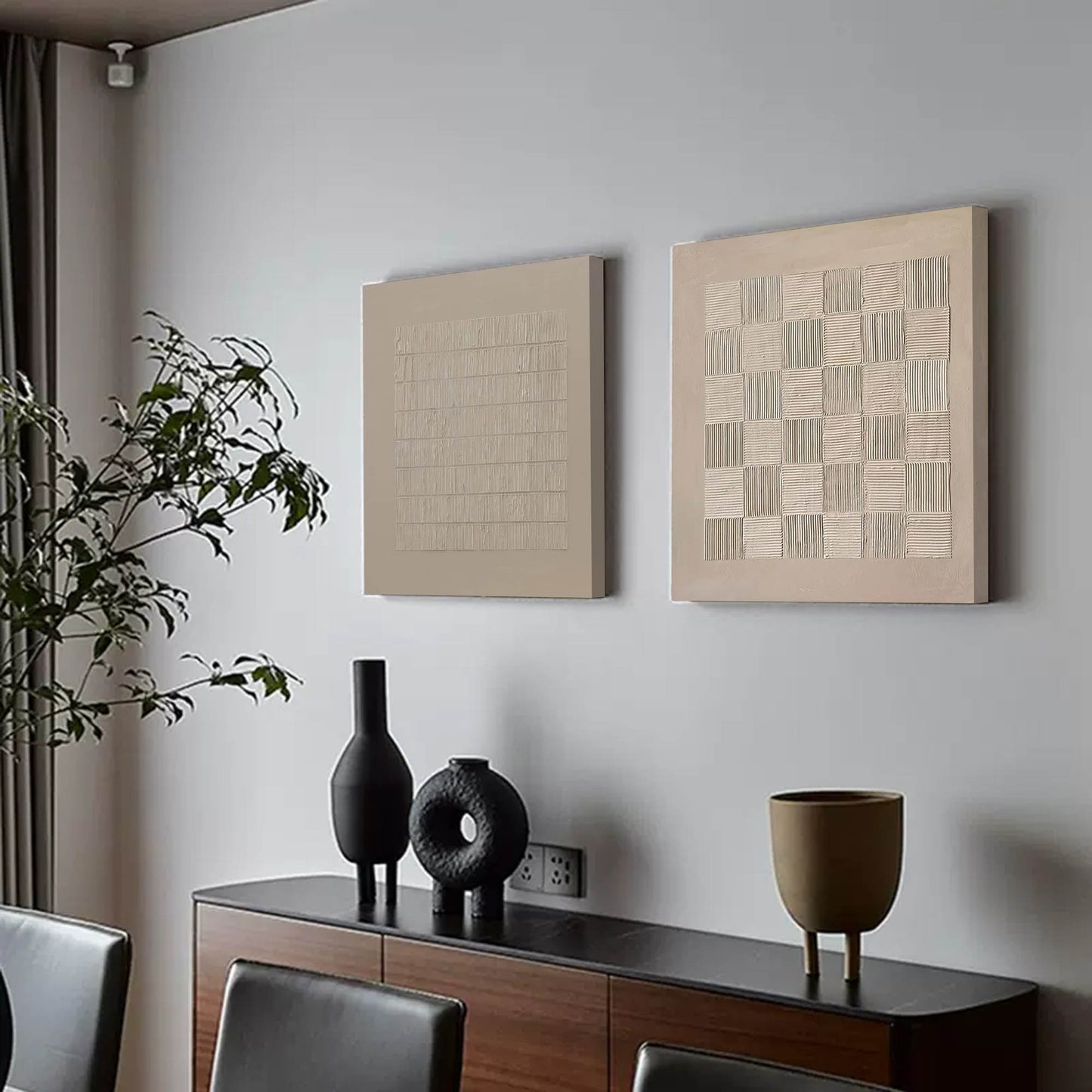 Contemporary Abstract Oil Painting Duo for Modern Home Decor