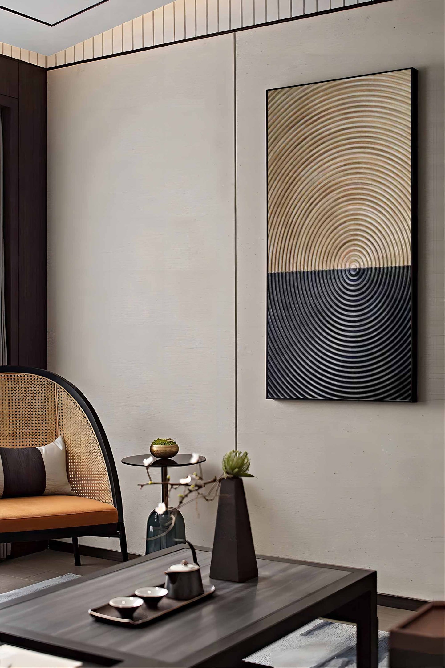 Contemporary Wabi Sabi Oil Painting - Minimalist Wall Art for Modern Decor