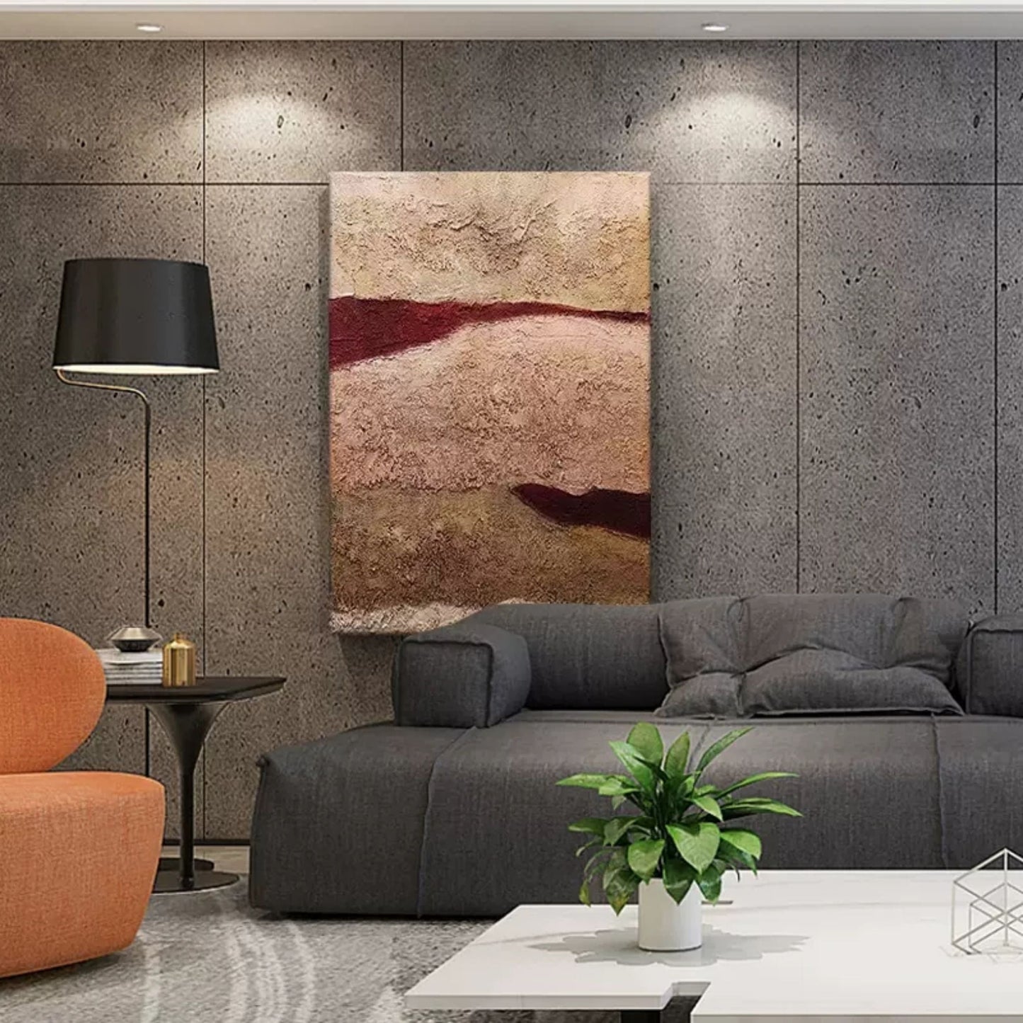 Abstract Wabi-Sabi Landscape Oil Painting for Elegant Home Decor