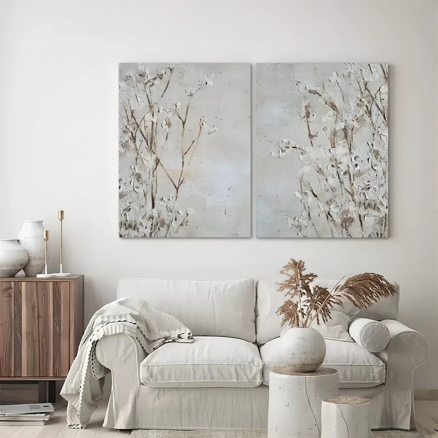 Elegant Wabi-Sabi Floral Wall Art for Minimalist Home Decor