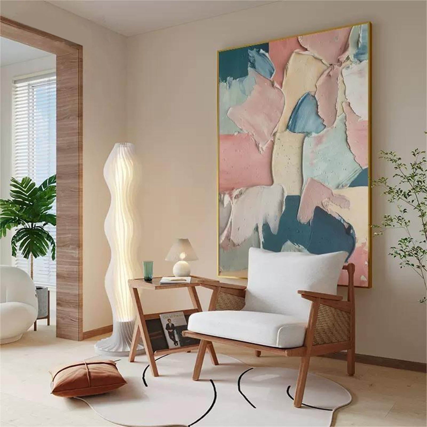 Colorful Abstract Oil Painting with Texture for Modern Home Decor